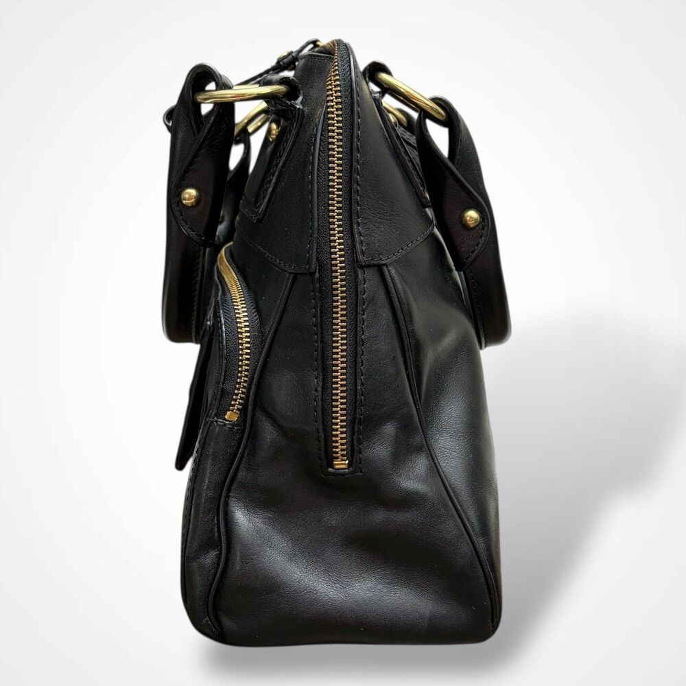 Banana Republic Handbag Black Genuine Leather Purse Doble Handle Classic Preppy - Picture 5 of 13